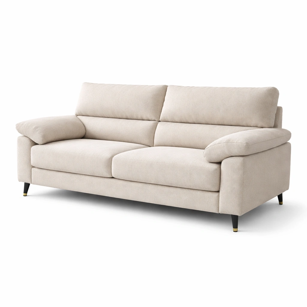 Sofa de tres plazas con acolchado amplio y diseno moderno minimalista-cozanoe
